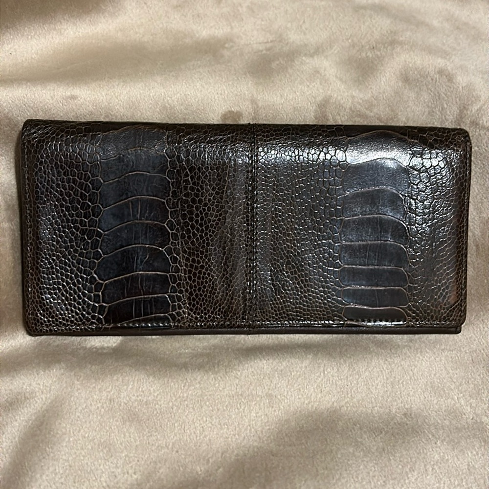 RARE Yves Saint Laurent ostrich leather unisex bifold wallet